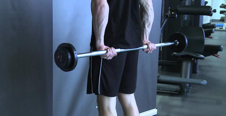 Standing Palms-Up Barbell Behind The Back Wrist Curl